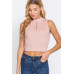 Sleeveless Rib Sweater Top W/zipper