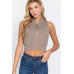 Sleeveless Rib Sweater Top W/zipper