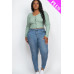 Plus Size Button Up Cropped Top