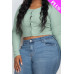 Plus Size Button Up Cropped Top