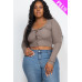 Plus Size Button Up Cropped Top