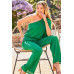 One Shoulder 3/4 Sleeve Unbalanced Waist Elastic Solid Pants Jumpsuit