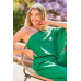 One Shoulder 3/4 Sleeve Unbalanced Waist Elastic Solid Pants Jumpsuit