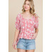 Floral T/r Span Babydoll Top