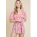 Floral T/r Span Babydoll Top