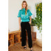 Waist Smocked Solid Satin Blouse