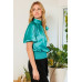 Waist Smocked Solid Satin Blouse