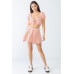 White & Orange Stripe Print Self-tie Short Sleeve Crop Top & High Waist Shorts Set