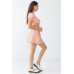 White & Orange Stripe Print Self-tie Short Sleeve Crop Top & High Waist Shorts Set