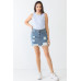 Baby Blue Chess Cage Print Cotton Blend Sleeveless Bodysuit