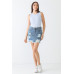 Baby Blue Chess Cage Print Cotton Blend Sleeveless Bodysuit
