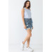 Baby Blue Chess Cage Print Cotton Blend Sleeveless Bodysuit