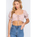 Short Slv Print Crop Woven Top