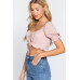 Short Slv Print Crop Woven Top