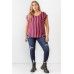 Plus Striped Short Sleeve Relax Top