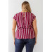 Plus Striped Short Sleeve Relax Top
