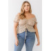 Plus Floral Chiffon Ruched Smocked Off-the-shoulder Top