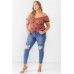Plus Floral Chiffon Ruched Smocked Off-the-shoulder Top