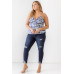 Plus Floral Print Woven Ruffle Sleeveless Back Zipper Tank Top