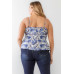 Plus Floral Print Woven Ruffle Sleeveless Back Zipper Tank Top
