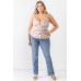 Plus Floral Print Woven Ruffle Sleeveless Back Zipper Tank Top