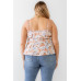 Plus Floral Print Woven Ruffle Sleeveless Back Zipper Tank Top