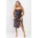 Plus Floral Ribbed Ruched Sleeveless Midi Dress