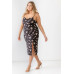 Plus Floral Ribbed Ruched Sleeveless Midi Dress