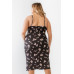 Plus Floral Ribbed Ruched Sleeveless Midi Dress