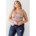 Plus Ruched Button-up Ruffle Strap Smocked Back Tank Top