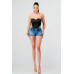 Luxe sweetheart ruffled drawstring lace bustier top