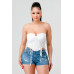 Luxe sweetheart ruffled drawstring lace bustier top