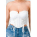 Luxe sweetheart ruffled drawstring lace bustier top
