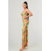 Luxe geo print satin bra top and palazzo jumpsuit