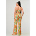 Luxe geo print satin bra top and palazzo jumpsuit