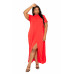 Mock neck back cape dress