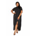 Mock neck back cape dress