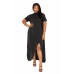 Mock neck back cape dress