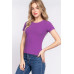 Short Slv Crew Neck Variegated Rib Knit Top
