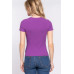 Short Slv Crew Neck Variegated Rib Knit Top