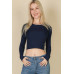 Long Sleeve Round Neck Basic Crop Top