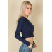 Long Sleeve Round Neck Basic Crop Top