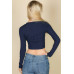 Long Sleeve Round Neck Basic Crop Top