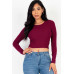 Long Sleeve Round Neck Basic Crop Top