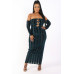 Striped Velvet Off Shoulder Dress