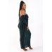 Striped Velvet Off Shoulder Dress