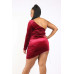 Rhinestone Drawcord Unbalance Dress