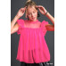 Mesh Ruffle Sleeve & Round Neck Top