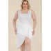 Plus Size Solid Wrap Front Tie Side Midi Dress