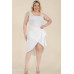 Plus Size Solid Wrap Front Tie Side Midi Dress